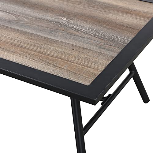 Image of LOKATSE HOME Rectangle Metal Patio Coffee Table All-Weather Outdoor Furniture for Deck Poolside Garden, Black