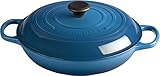 Le Creuset LS2532-3059 Signature Enameled Cast-Iron 3-3/4-Quart Round Braiser, Marseille, 3.75 Quart