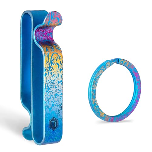 Image of KeyUnity KM00 Titanium Belt Loop Keychain Clip Double Side Quick Release Key Holder with Detachable Key Ring