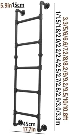 Black Wall-Mounted Bunk Bed Ladder - 5ft Floor Standing Step Ladder, Supports 330lbs, Perfect for Bunk Beds, Basement Window Wells, Egress Solutions, Durable & Space-Saving