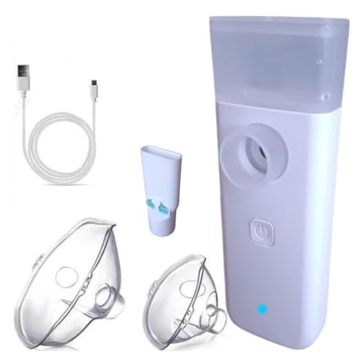 Nebulizador Inalador Ultrassonico Sem Fio a Pilha ou Carregador USB Compacto Portatil Silencioso Criança Adulto Mini Ultrassom Infantil Idoso Mesh (Branco)