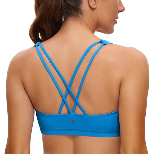 Image of CRZ YOGA U Neck Strappy Sports Bras | Light Support, Removable Pads, Yoga, Sleek, Criss Cross Back, Scoop Neck, for Women