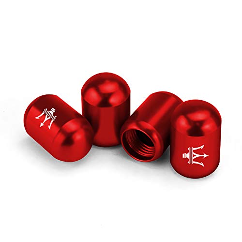 Cenrf 4 Pezzi Auto Tappi Valvole Pneumatici Per Maserati Ghibli GranTurismo Quattroporte Levante,Tappini Gomme Tappi Pneumatici Auto Coprivalvole Cappucci Delle Valvole
