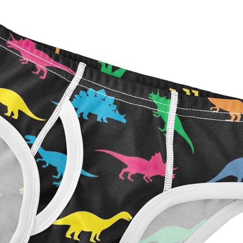 CHIFIGNO Boys' Cotton Briefs Printed Underwear Breathable Briefs Underwear for Toddler Boy, Colorful Dinosaur Black4