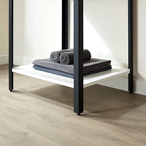 Alphaucet 24 Inch Industry Bathroom Vanity, Hotel Modern Vanity Set With Tempered Glass Hand Painted Round Vessel Sink, Sintered Stone Countertop Matt Black Metal Bathroom Vanity #TOP4