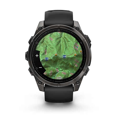Image of Garmin Fenix 8, 47mm, AMOLED, Sapphire, Smartwatch, Carbon Gray Titanium with Black /Pebble Gray Silicone Band