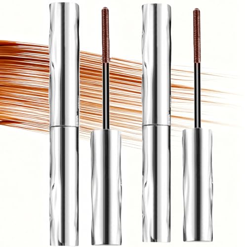 2 Máscara de Pestañas, Marrón, negro Volumen y LongitudMáscara hipoalergénica de larga duración para ojos sensibles, Orgánica y Libre de Crueldad, Ideal para Ojos Sensibles (2 Marrón)