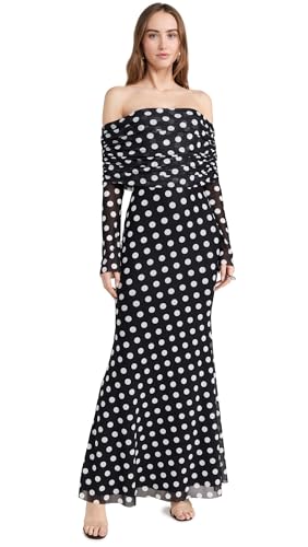 afrm off shoulder dress AFRM + Long-Sleeve Off-The-Shoulder Mesh Maxi Dress