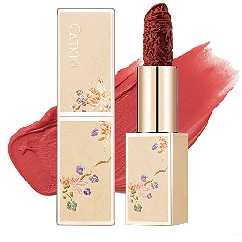 Catkin Rouge Matte Lipstick, Waterproof Long Lasting Satin Moisturizing Smooth Soft 0.13 Ounce-Chinese Style (CP163)