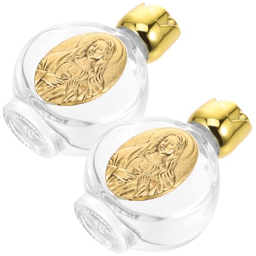 Luxshiny 2stücke Teiliges Aus Heiligwasserflasche Tragbare Gravierte Glasflasche Für Zeremonien Und Segnungen Für Reisen Und Aufbewahrung Von Flüssigkeiten