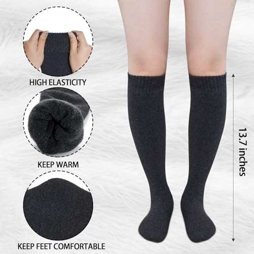 6 Pairs Warm Knee High Socks for Women Cotton Thick Stockings Thermal Socks Winter Warmers Accessories4