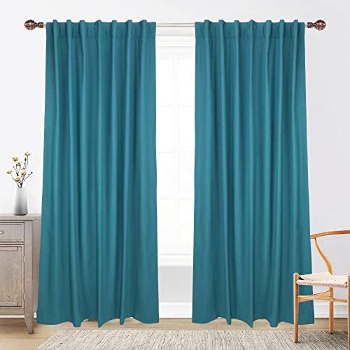 Linen Clubs Set of 2.100% Slub Cotton Duck Curtain White, Cotton Duck Reverse Tab Top Window Panels, 127 x 182.9 cm, Machine Washable for Easy Care