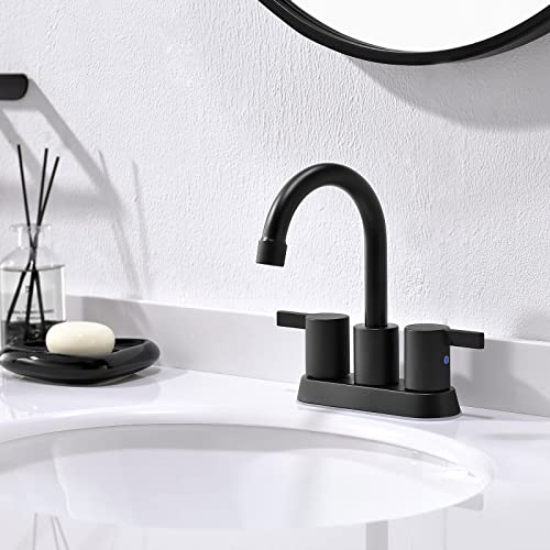 Phiestina BF15-1-MB 4 Inch 2 Handle Centerset Matte Black Lead-Free Modern Bathroom Faucet thumb #1
