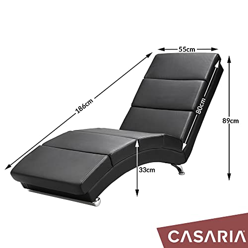 Casaria® Relaxstoel XXL London 186 x 89 x 55 cm Ergonomisch kunstleer bekleed 180 kg belastbaarheid woonkamer kantoor indoor chaise longue relaxstoel zwart - Afbeelding 4