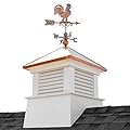 30" Square Manchester Vinyl Cupola with Rooster Weathervane by Good Directions