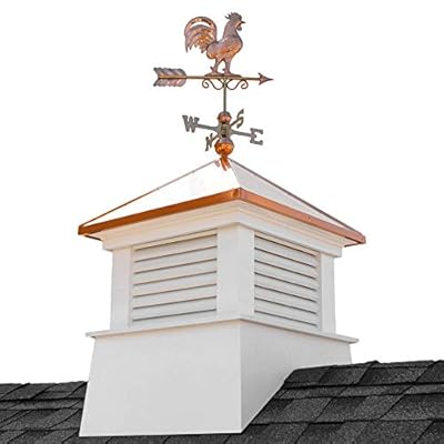 30" Square Manchester Vinyl Cupola with Rooster Weathervane by Good Directions