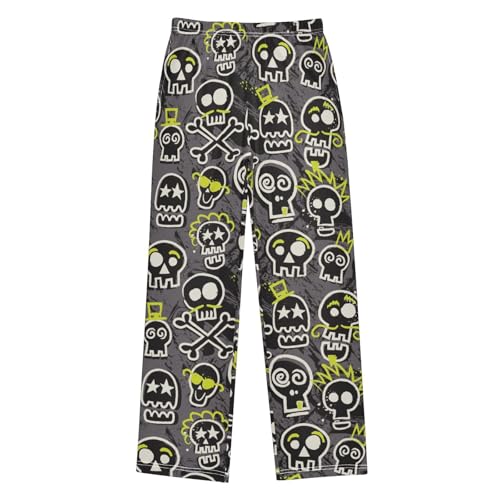 Boys' Pants Cool Sketchy Skull Gray Long Bottoms Jogger Pants Elastic Waist Trousers with Pockets S-XL