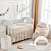 Cokouchyi 3 Piece Bedding Set for Boy Girls, Jacquard Tufted Geometric Crib Set, Includes Skirt, Blanket and Sheet, Baby Bedding, Beige