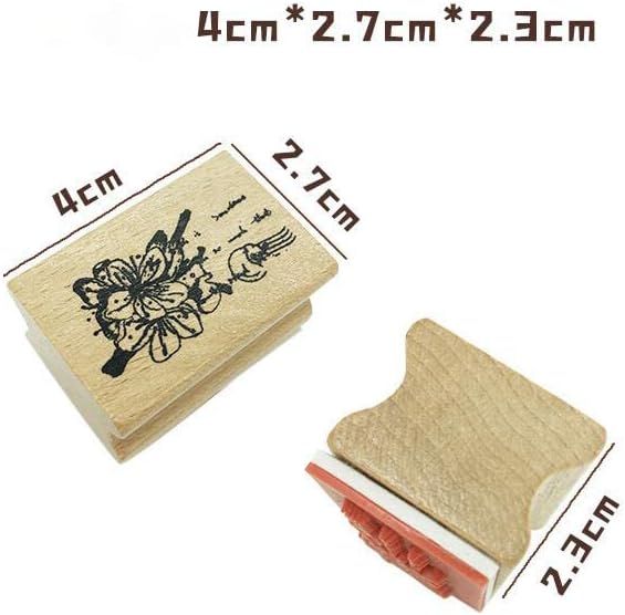 Miniatura 4 de Tvoip 9 sellos de madera con patrón de flores, sellos de tinta impresos con patrón de flores rectangulares, juego de sellos de goma decorativos para
