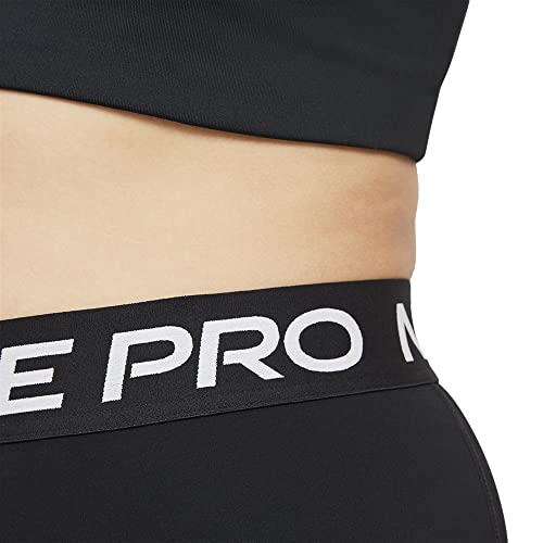 Nike Calça legging feminina Pro 365 de cintura média com painel de malha cropped escolar, Preto/bran