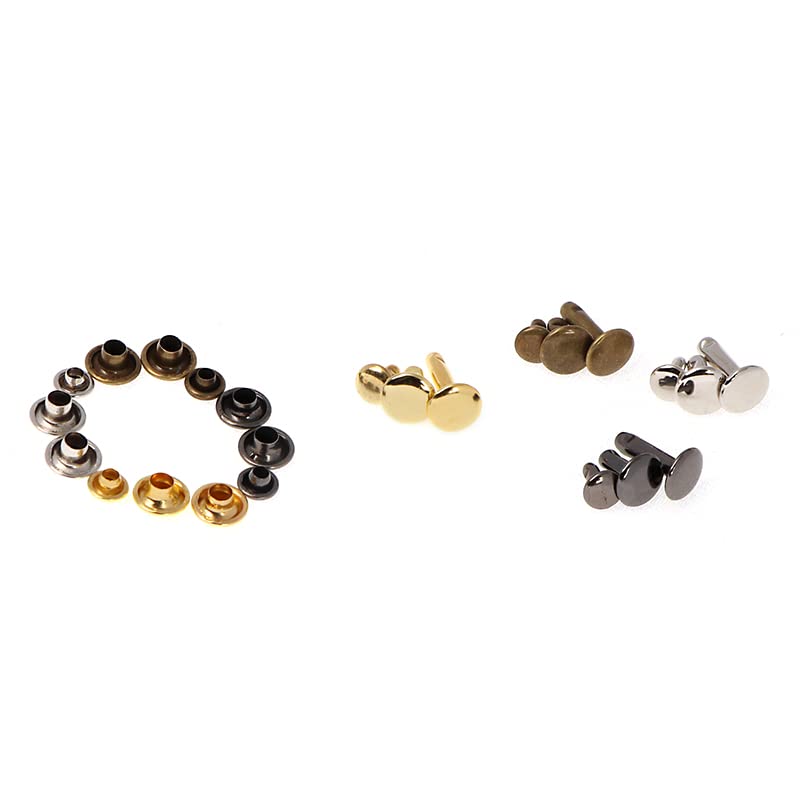 Remaches de doble tapa de cuero de varios tamaños, 480 Uds., Kits de herramientas de fijación de pernos de Metal tubulares, tornillo para manualidades DIY para ropa, predeterminado