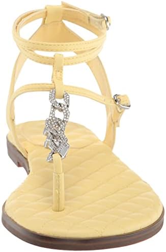 GUESS Women's BRIGHTI Flat Sandal, Yellow, 8 | Image 1