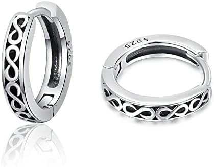 Unisex Small Hoop Earrings 925 Sterling Silver Black Mens Earrings Women Sleeper Earrings for Boys Birthday Gifts for Best Friends