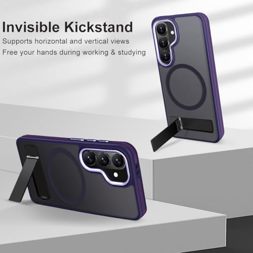 Image of MALEWOLF Stand Case for Samsung Galaxy S26 Compatible with Magsafe, Translucent Magnetic Cover [Military Grade Protection] [Anti-Slip Technology], Color Hybrid Galaxy S26 Phone Case (Dark Purple)