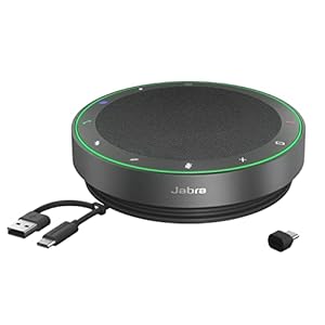 Jabra Speak2 75 Wireless Bluetooth Speakerphone – Portable Speaker with 4 Noise-Cancelling Mics, 65mm Full-Range Speakers & USB-C Bluetooth Adapter – Certified Microsoft Teams Speaker – Dark Grey