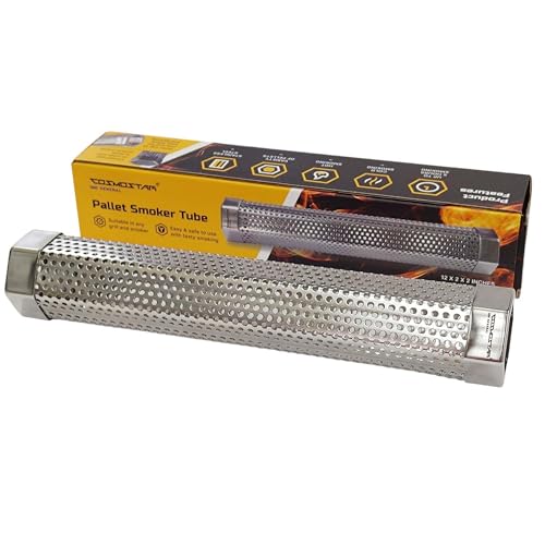 Cosmostar Hexagon Pellet Smoker Tube 12 inches Stainless Steel for Any Grill or Smoker, Hot or Cold Smoking,Premium BBQ Smoker Generator Tube-5 Hours of Billowing Smoke.