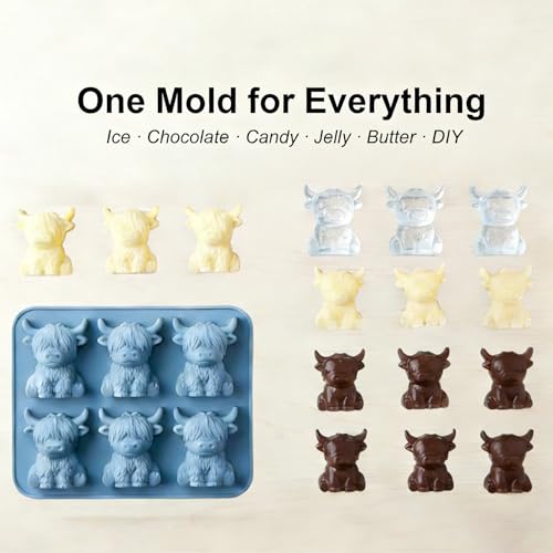 Molde para cubitos de hielo 3D vaca Josramt silicona miniatura 2