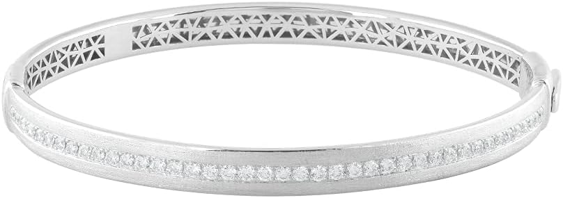 1 Carat Prong Set Round Shape Natural Diamond Bangle Bracelet for Women in 10K Gold