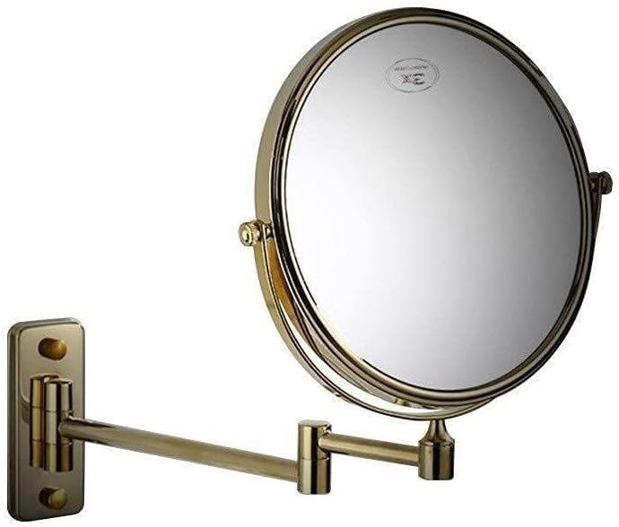 Miroir de maquillage mural doré 8 pouces avec face grossissante 3x pour salle de bain