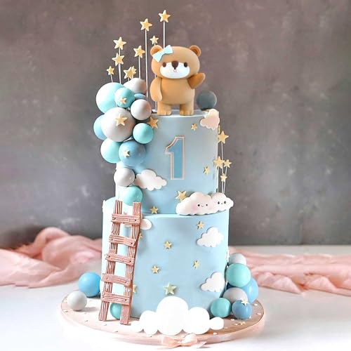 Kit décoration de gâteau ours bleu idéal pour le premier anniversaire de bébé
