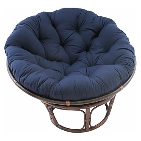 International Caravan Furniture Piece 42-Inch Rattan Papasan Chair with Solid Twill Cushion Cover