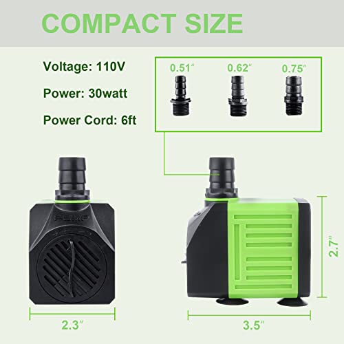 Aysoner Submersible Fountain Water Pump: 550Gph 30W Adjustable Ultra Quiet Small Pond Pump With 6Ft Power Cord For Aquarium Fish Tank | Outdoor Waterfall | Statuary | Hydroponics #TOP4