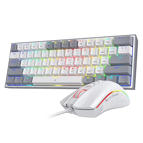 Image of Redragon K617 Fizz 60% Wired RGB Gaming Keyboard, 61 Keys Compact Mechanical Keyboard w /White and Grey Color Keycaps & M711 Cobra Gaming Mouse with 16.8 Million RGB Color Backlit,10