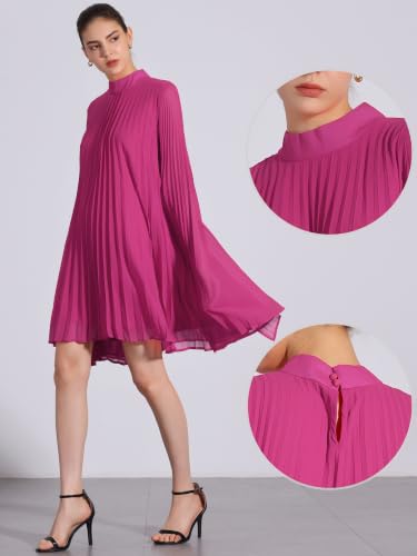 Image of Allegra K Women Chiffon Pleated Flowy Cloak Sleeve Cape Knee Length Dress