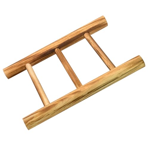 MUCKLILY Porte-Serviettes Rustique en Bois Brûlé 2 Niveaux, Échelle Décorative Compacte pour Salle de Bain Cuisine, Mini Étagère Porte-Serviettes pour Chambre, Rangement Multifonctionnel