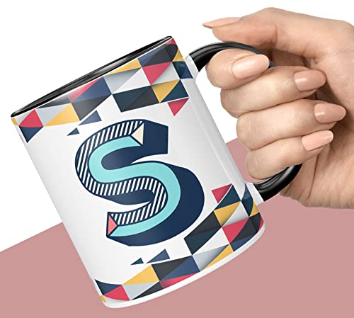Image of 3D Colorful Alphabet Letter S Printed Coffee Mug For Girls Boys Friends Love Kids Best Gift For Birthday Anniversary Initial Letter S (Microwave Safe Ceramic Tea Coffee Mug-350ml) - ABV3TM2 55