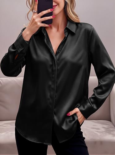 Chemisier en satin manches longues Zeagoo pour un look fluide sans effort - 5