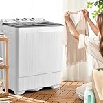 COSTWAY Twin Tub 26lbs Capacity Laundry Portable Washing Machine, 18lbs, Compact Washer for Home Dorm Apartment (Grey+White) - Image 2