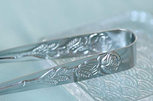 Hinmay 6Pcs Mini Serving Tongs 4-Inch Small Rose Sugar Cube Tongs (Silver) #TOP3