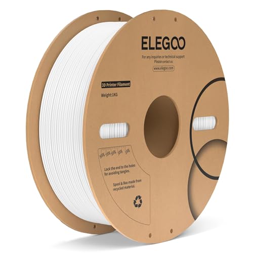 Image of ELEGOO PC Filament 1.75mm White 1KG, Tough and Durable Professional 3D Printer Filament Dimensional Accuracy + /- 0.05mm 1KG Spool Heat Resistant 3D Printing Polycarbonate Material