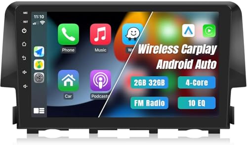 Android Car Stereo 2016 2017 2018 2019 2020 2021 Honda Civic Radio Apple Carplay Android Auto 9 Inch Touchscreen Car Radio Android Car Screen with GPS Navigation Bluetooth WiFi Backup Camera SWC