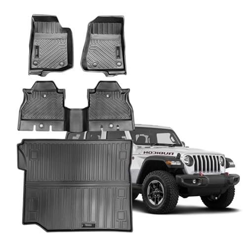 Tapis de sol Jeep Wrangler JK étanche en caoutchouc TPE lavable avec doublure de coffre