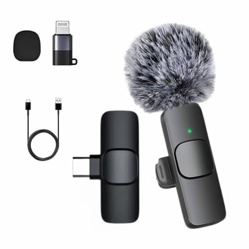 Image of GADGETSWEAR Dual Wireless K8 Lavalier Microphone Plug and Use for YouTube Recording Video, Collar Bluetooth Mic for Vlogging, Portable & Compatible Android, iPhone (K8 Furry)