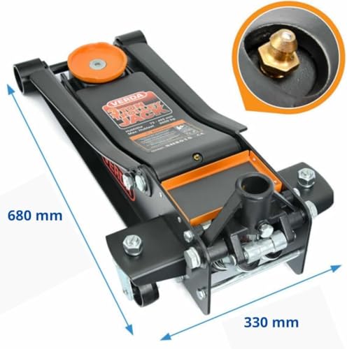 Verda Wagenheber hydraulisch 3T, 75-515mm, 2X Gummi, mit Schmiernippel, Montagehandschuhe Extra...