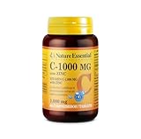 NATURE ESSENTIAL | Vitamina C 1000mg Zinc | Pack 1 Unidad | 60 Comprimidos | Negro | Estándar