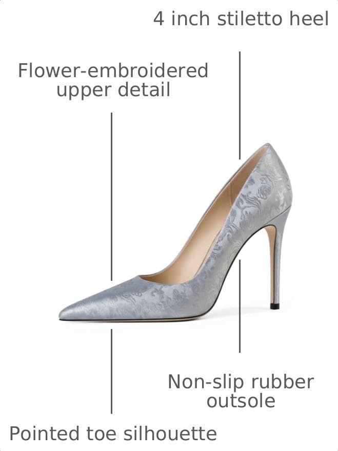Image of Eldof Women's Classic Dress Pumps Shoes, Sexy Pointed Toe 4 inch Stiletto High Heels, Office Formal Slip On Size 5-13